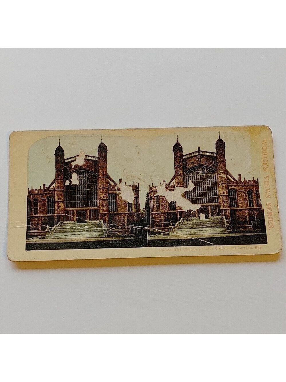 ANTIQUE STEREOGRAPH card The Chapel Windsor Castle near London England St George